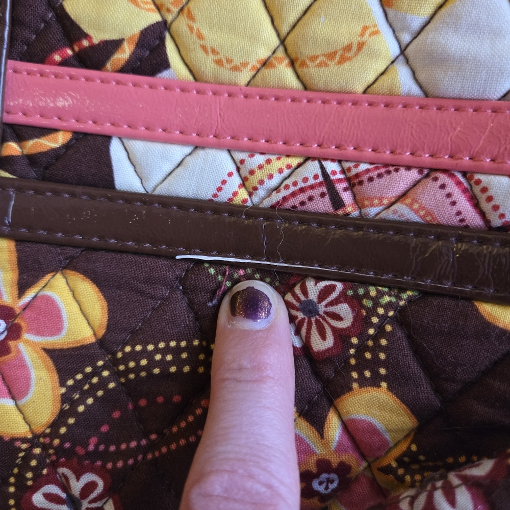 Vera Bradley warm pink & brown 70s florals mini tote bag - Picture 5 of 13